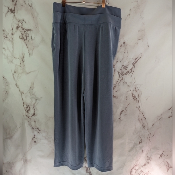 Athleta Pant Womens 1X Seasoft Coastline Blue 533653 Wide Leg Powervita Modal - Picture 6 of 12